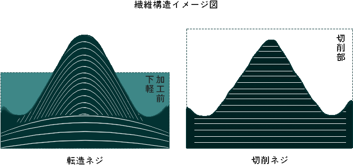 転造ネジのファイバーフローイメージ